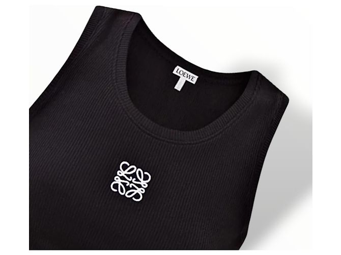 Loewe Top corto in cotone nero logo Anagram - vista 5
