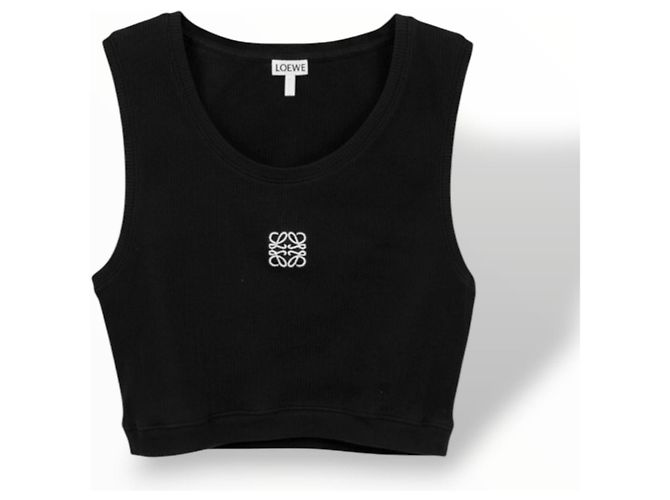 Loewe Top corto in cotone nero logo Anagram - vista 8