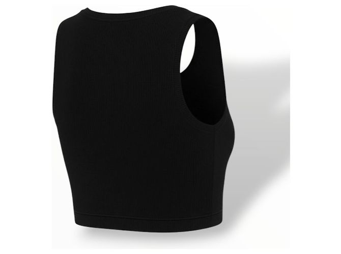Loewe Top corto in cotone nero logo Anagram - vista 9