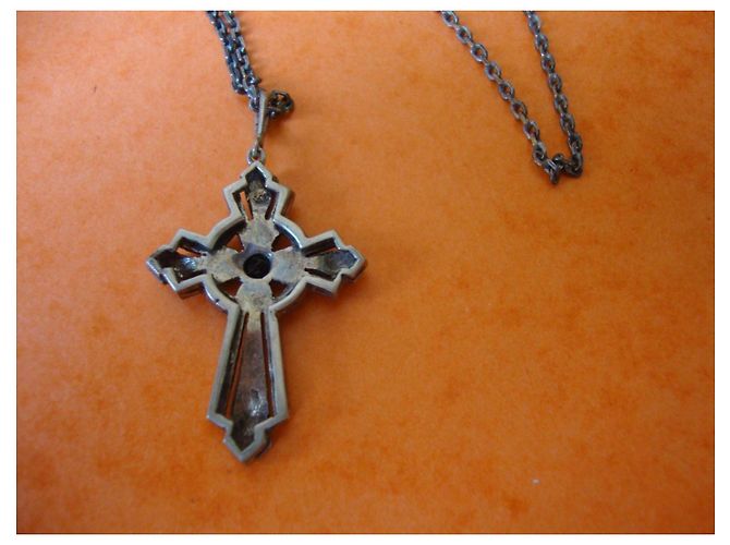 Autre Marque Pendente Croce Art Déco in Argento e Marcasite - vista 2