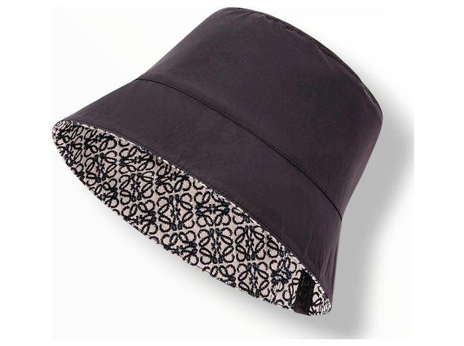 Loewe Cappello Bucket Reversibile Anagram Nero Beige - vista 5