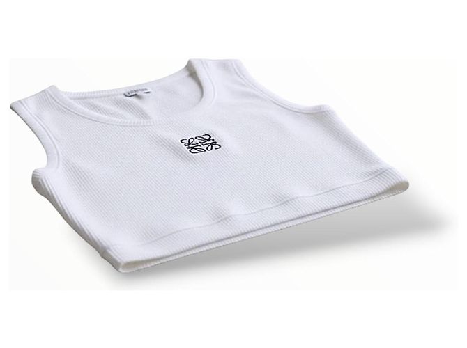 Loewe Top de tirantes Anagram Cropped blanco de algodón - vista 13