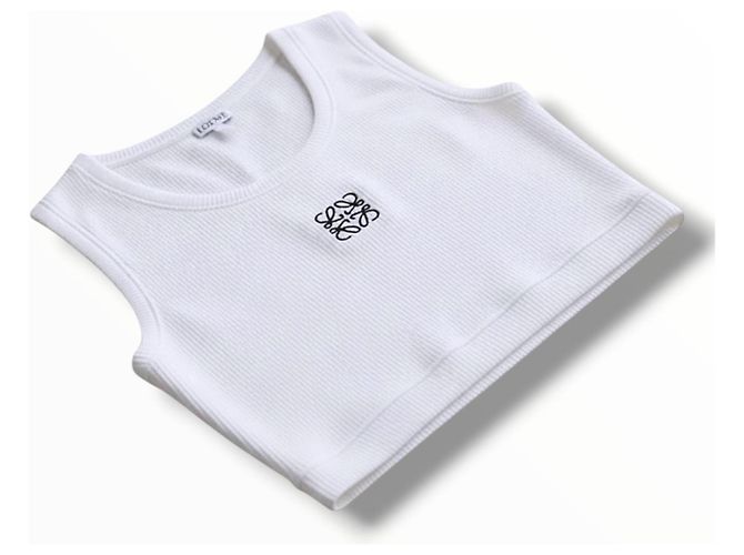 Loewe Top de tirantes Anagram Cropped blanco de algodón - vista 15