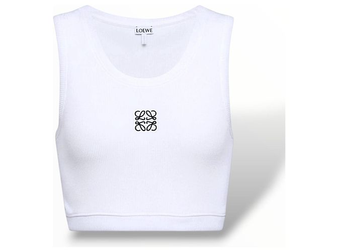 Loewe Top de tirantes Anagram Cropped blanco de algodón - vista 17
