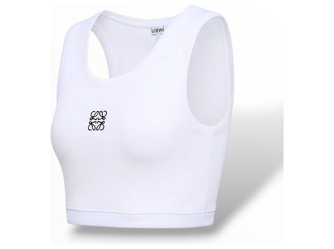 Loewe Top de tirantes Anagram Cropped blanco de algodón - vista 2
