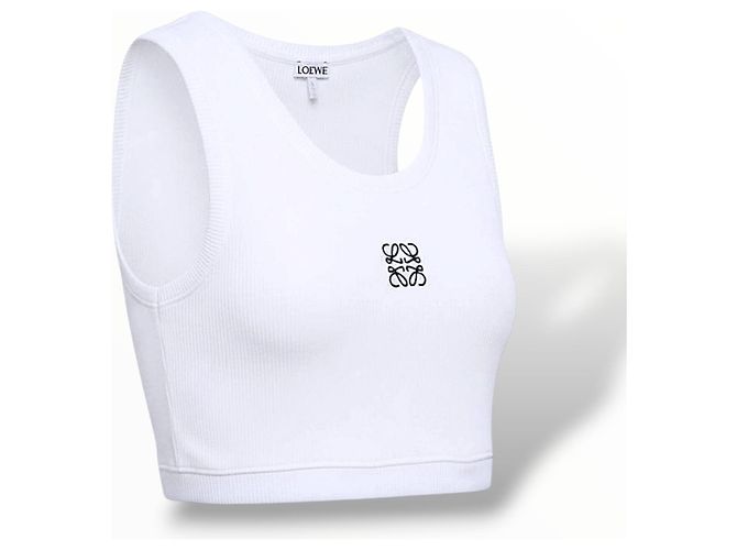 Loewe Top de tirantes Anagram Cropped blanco de algodón - vista 3