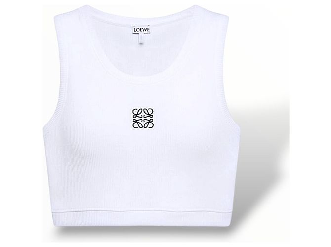Loewe Top de tirantes Anagram Cropped blanco de algodón - vista 5