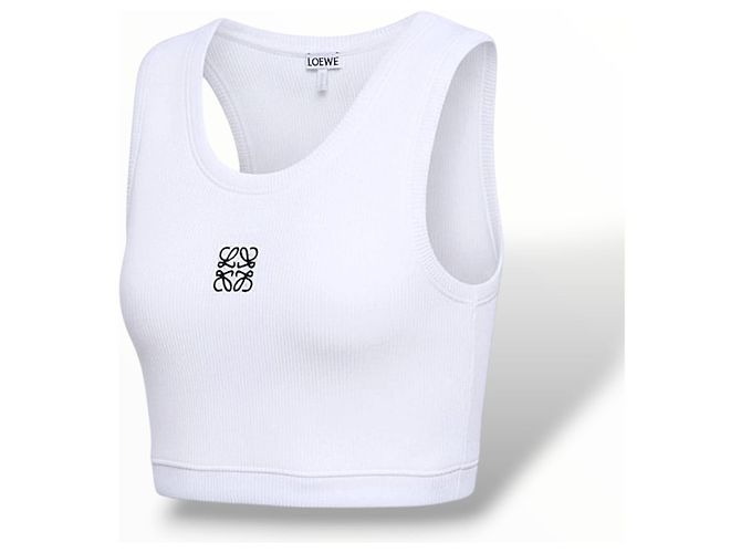 Loewe Top de tirantes Anagram Cropped blanco de algodón - vista 6