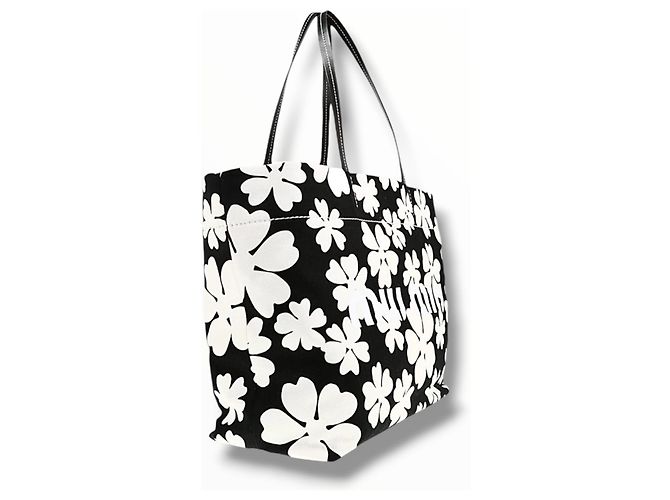 Miu Miu Canvas Tote Bag mit Blumenprint Schwarz Weiß - Ansicht 11