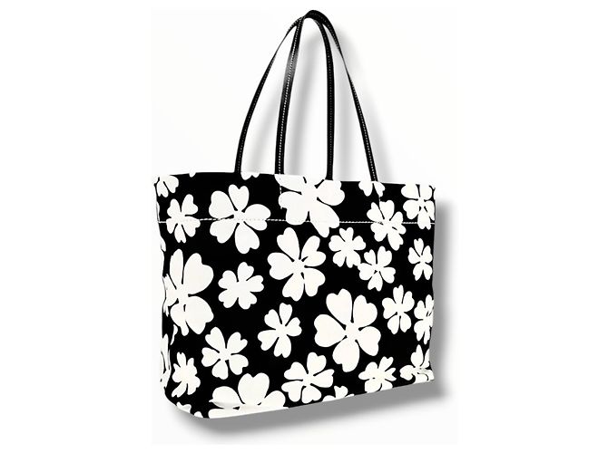 Miu Miu Canvas Tote Bag mit Blumenprint Schwarz Weiß - Ansicht 2