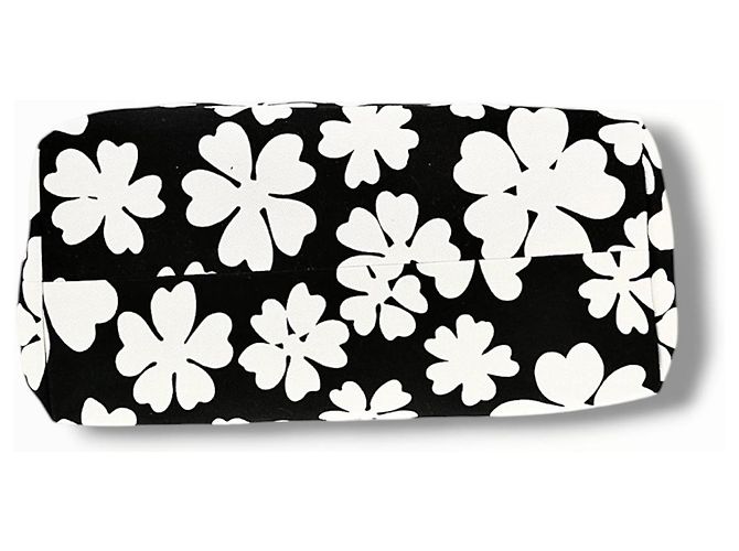 Miu Miu Canvas Tote Bag mit Blumenprint Schwarz Weiß - Ansicht 4