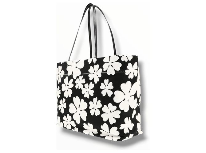 Miu Miu Canvas Tote Bag mit Blumenprint Schwarz Weiß - Ansicht 5