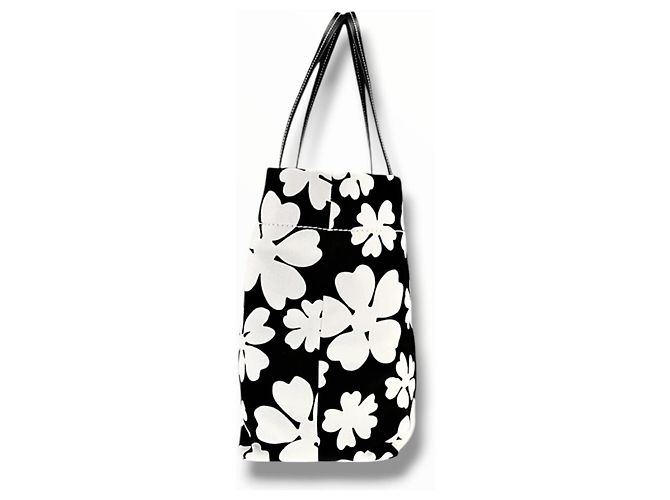 Miu Miu Canvas Tote Bag mit Blumenprint Schwarz Weiß - Ansicht 7