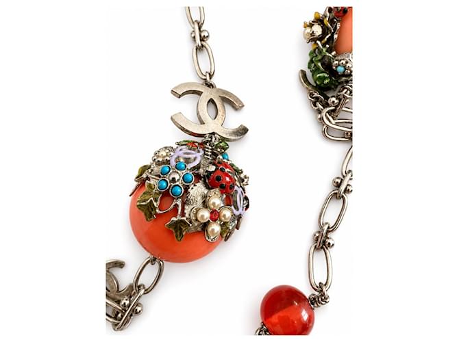 Chanel Collana Cintura Ape e Rana Rosa Rosso Multicolore Verde Giallo Gold hardware - vista 3