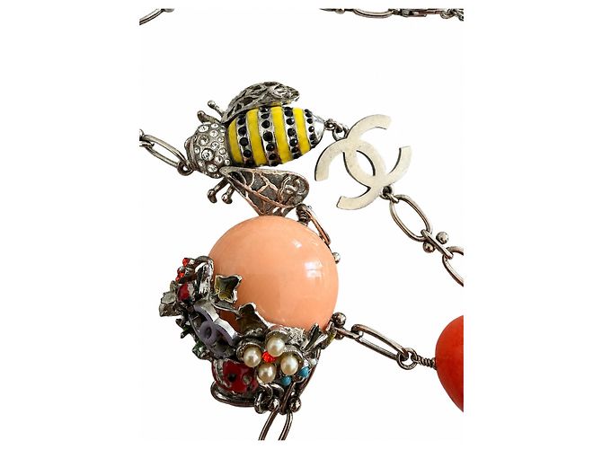 Chanel Collana Cintura Ape e Rana Rosa Rosso Multicolore Verde Giallo Gold hardware - vista 4