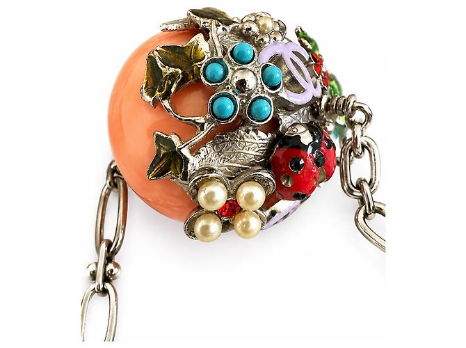 Chanel Collana Cintura Ape e Rana Rosa Rosso Multicolore Verde Giallo Gold hardware - vista 5