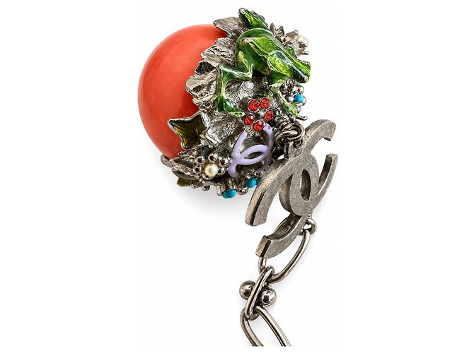 Chanel Collana Cintura Ape e Rana Rosa Rosso Multicolore Verde Giallo Gold hardware - vista 6