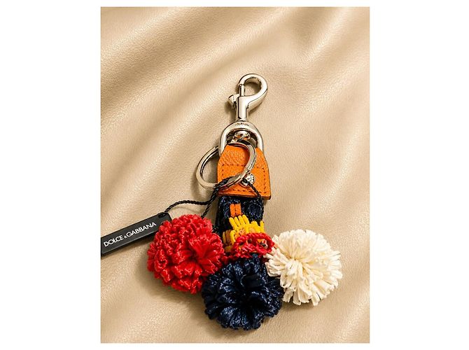 Dolce & Gabbana Schlüsselanhänger mit bunten Pompons Weiß Rot Blau Orange Gelb - Ansicht 2