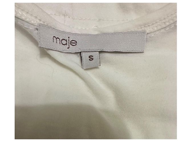 Maje Canotta off-white con perle e catene Bianco Metallico - vista 3