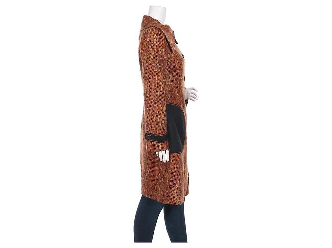 Cappotto in tweed multicolore Marc Cain Nero Rosa Arancione Giallo - vista 3