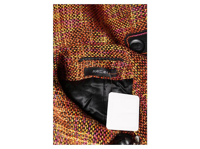 Cappotto in tweed multicolore Marc Cain Nero Rosa Arancione Giallo - vista 4