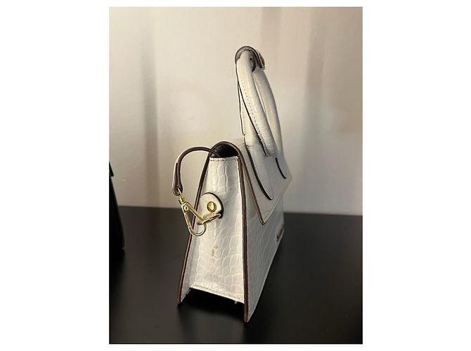 Jacquemus Le Chiquito Mini Borsa in pelle coccodrillo Bianco - vista 4