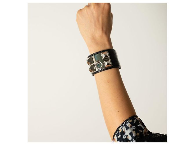 Hermès Bracciale Collier de Chien Small Exotic Leather S Black Nero - vista 2