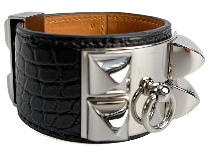 Hermès Bracciale Collier de Chien Small Exotic Leather S Black Nero - vista 5