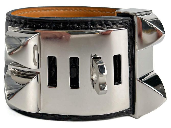 Hermès Bracciale Collier de Chien Small Exotic Leather S Black Nero - vista 6