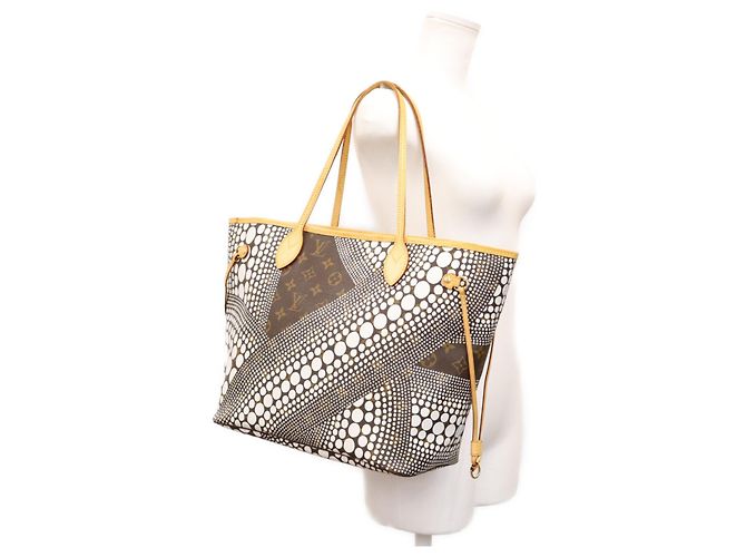 Borsa Tote Louis Vuitton x Yayoi Kusama Monogram Wave Neverfull MM Marrone Bianco - vista 11