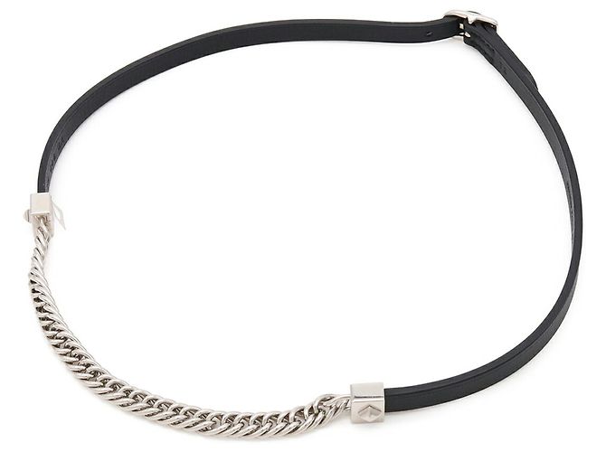 Hermès Collana Choker Hermes Equestre Triple Tour Nero Argento - vista 3