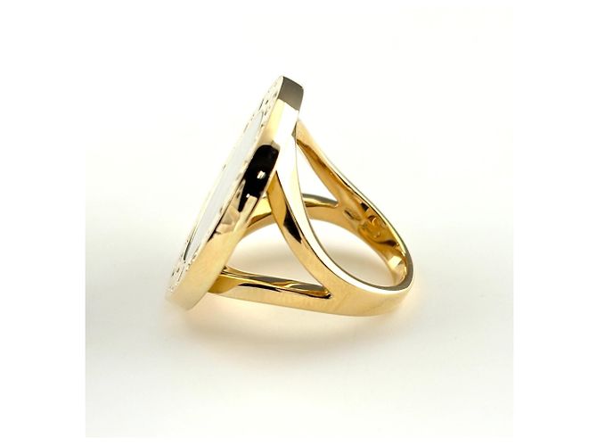 Bulgari Anillo banda Bvlgari en oro amarillo con incrustación de nácar - vista 4