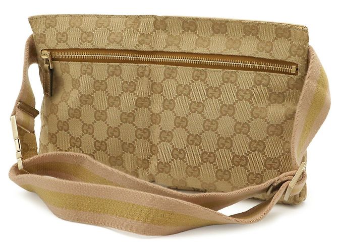 Marsupio Gucci GG Canvas Sherry Line Rosa Beige D'oro - vista 3