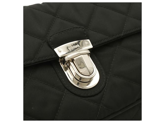Clutch Prada em nylon acolchoado e couro Preto - vista 5