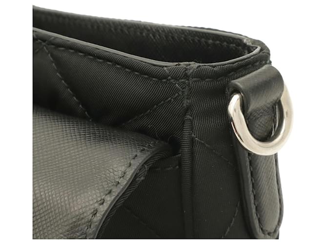 Clutch Prada em nylon acolchoado e couro Preto - vista 8