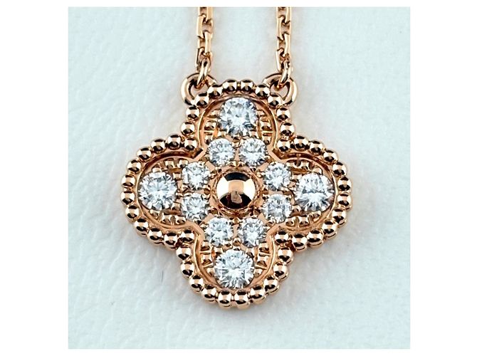 Collana Pendente Van Cleef & Arpels Vintage Alhambra Pink Gold - vista 6