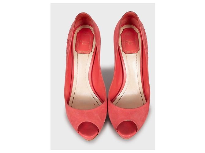 Décolleté Christian Dior in camoscio rosa open toe Sz.39 usate - vista 2