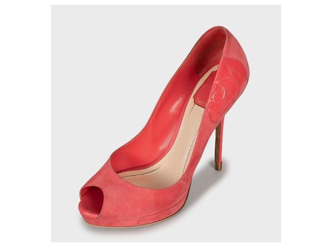 Décolleté Christian Dior in camoscio rosa open toe Sz.39 usate - vista 3