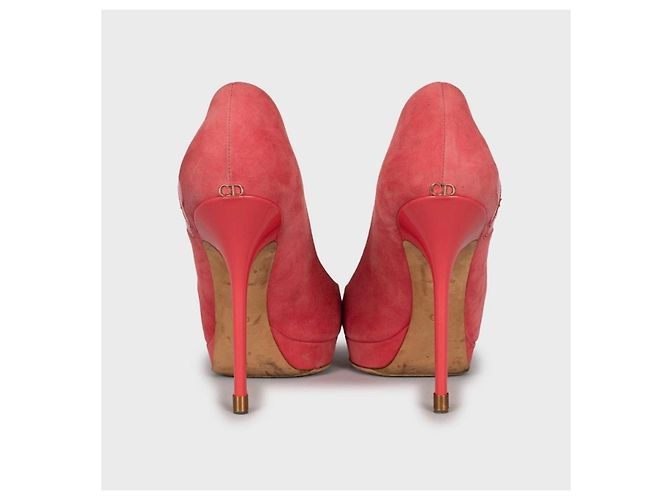 Décolleté Christian Dior in camoscio rosa open toe Sz.39 usate - vista 4