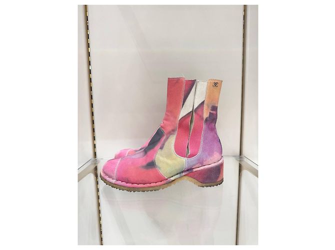 Chanel Multicolor Suede Ankle Boots, Size 38 Pre-owned - view 4