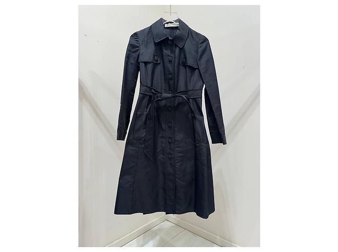 Louis Vuitton Abito cappotto stile trench in seta nera Valentino Sz.6 usato - vista 4