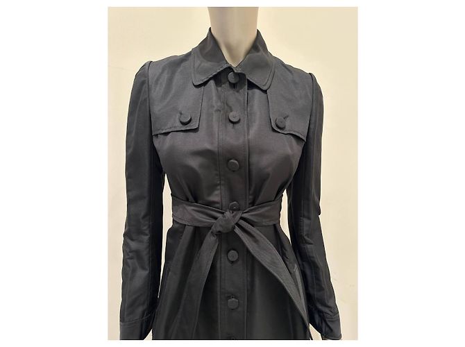 Louis Vuitton Abito cappotto stile trench in seta nera Valentino Sz.6 usato - vista 5