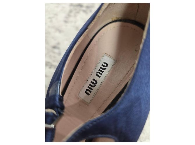 Décolleté Bicolore Miu Miu con Strass Blu navy - vista 4