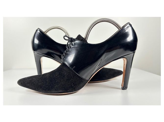 Décolleté stringati Paul Smith in camoscio nero e pelle verniciata - vista 2