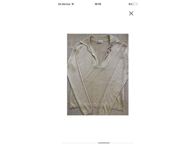 Blumarine Top de Punto Beige con Cuello Adornado - vista 4