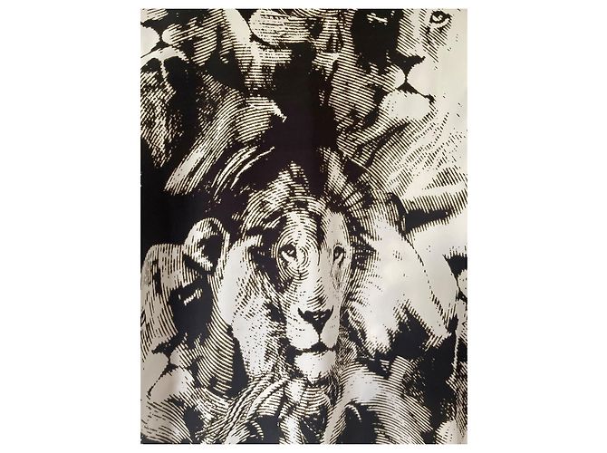 Roberto Cavalli Blusa de seda con estampado de león Negro Blanco Marrón oscuro - vista 12