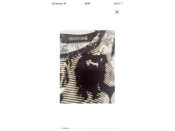 Roberto Cavalli Blusa de seda con estampado de león Negro Blanco Marrón oscuro - vista 3