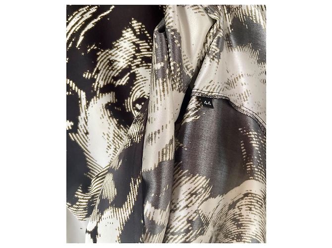 Roberto Cavalli Blusa de seda con estampado de león Negro Blanco Marrón oscuro - vista 5