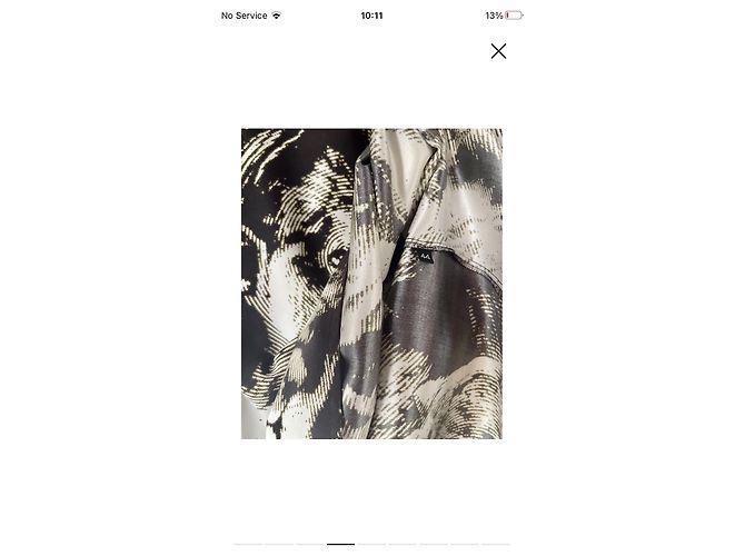 Roberto Cavalli Blusa de seda con estampado de león Negro Blanco Marrón oscuro - vista 9