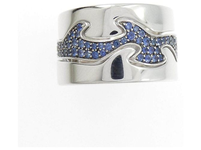 Autre Marque Georg Jensen Fusion Au750 Weißgold Schwarzgold Saphir Ring - Ansicht 2